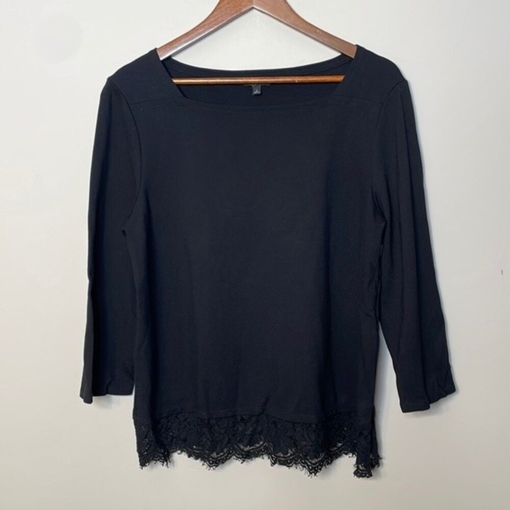 Talbots Black Lace Hem Top Large